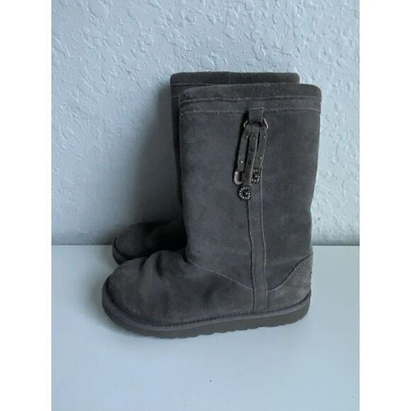 UGG Australia Larynn 1005396K Grey Suede Boots Girls Sz 5 Women’s 7 - Picture 3 of 10